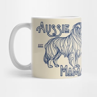 Aussie Shepherd Mama in Blue Line Art Mug